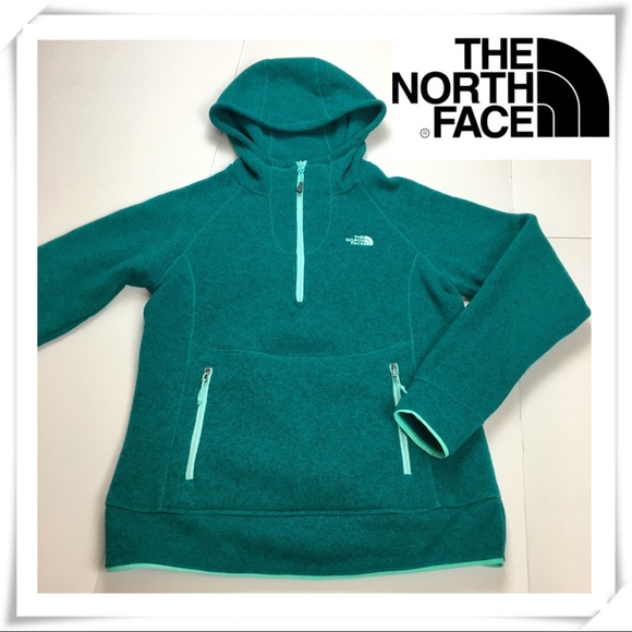 The North Face Tops - North Face Fleece Pullover Hoodie Green Jacket